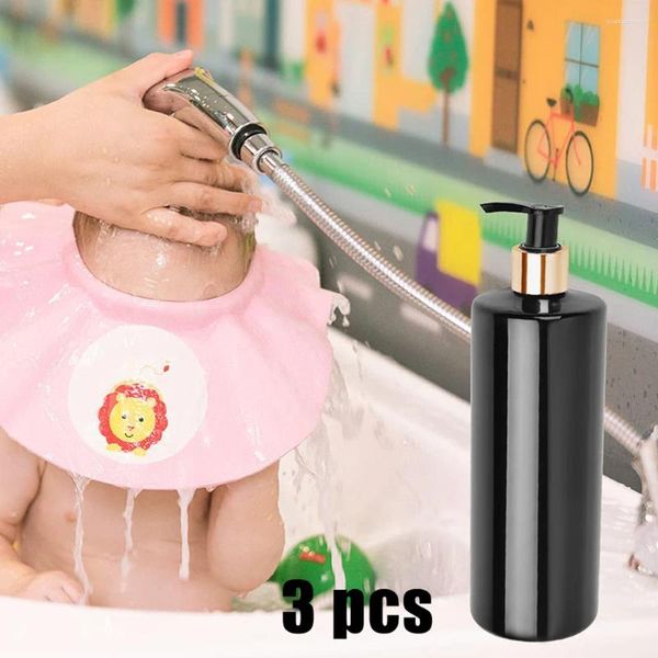 Dispensador de jabón líquido, botella de 500ml, botellas rellenables vacías de plástico con dispensadores con pulsador, suministros de baño, 3 uds.