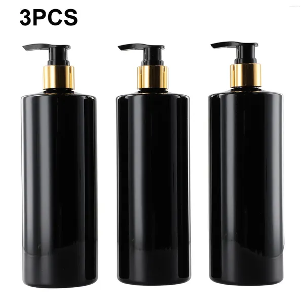 Dispensador de jabón líquido 3PCS 500ml PET Champú recargable vacío Botellas de loción de alta calidad con dispensadores de bomba Envases cosméticos dorados