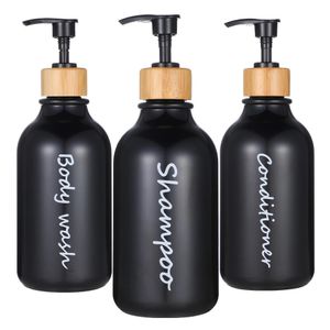 Distributeur de savon liquide 3 pièces distributeur de shampoing et revitalisant noir mat recharge bouteille de savon de Lotion de salle de bain pour la décoration intérieure 231206