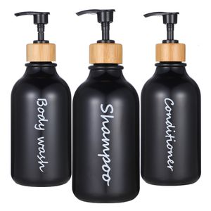 Distributeur de savon liquide 3 pièces noir mat shampooing et revitalisant recharge bouteille de Lotion de salle de bain pour la décoration intérieure 230726