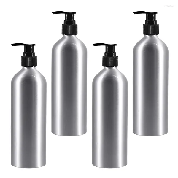 Distributeur de savon liquide, bouteilles en aluminium, décoration de toilette, Lotion, décoration de salle de bain, réutilisable, 4 pièces