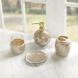 Liquid Soap Dispenser 4 -delige mozaïek Bath Accessoires Set glas met tandenborstel Holder Tumbler Ring Tray