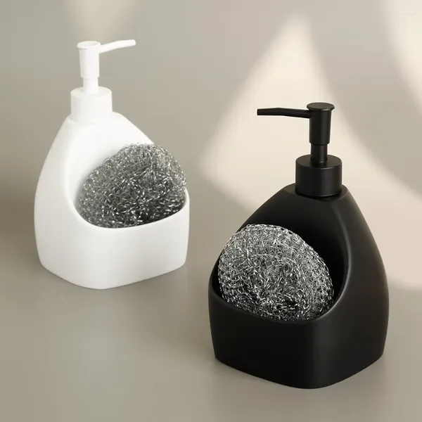 Dispensador de jabón líquido de 400 ml de plato recargable de bomba para baño de baño en blanco y negro