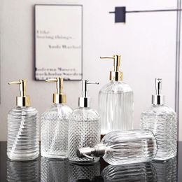Vloeibare zeepdispenser 400 ml vintage glas handmatige druk dispensers grote capaciteit niet-slip opslagfles accessoires voor thuisbadkamer
