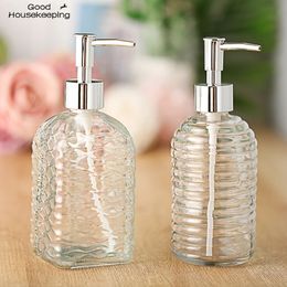 Vloeibare zeepdispenser 450ml glas vintage handmatige druk zeepdispenser badkamer wastafel accessoire grote capaciteit antislip wit zilver kleur 231206