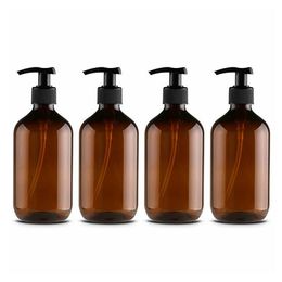 Distributeur de savon liquide 4PCS 500ml Distributeur de savon de salle de bain Distributeur de pompe à main réutilisable Bouteille Salle de bain Gel douche Shampooing Bouteille rechargeable Conteneur 230820