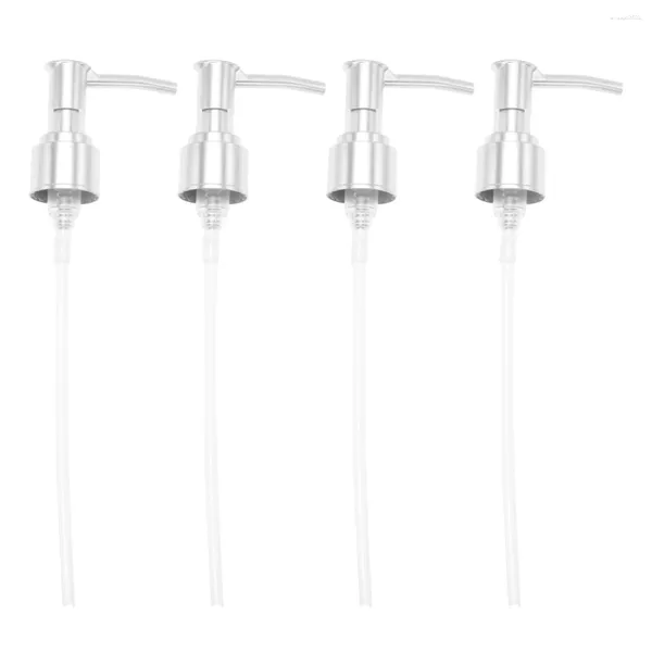 Dispensateur de savon liquide 4pcs Subpackage Bottle Pompe Pump Emulsion Remplacement Puy Pumps Caps (argent 24/410)