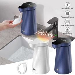 Dispensador de jabón líquido 500 ml de espuma automática Tiempo de pantalla grande Pantalla de sensor de infrarrojos sin toque Desinterronzante de mano de la mano