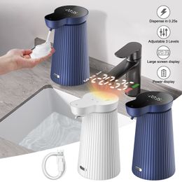 Distributeur de savon liquide 500ML Distributeur automatique de savon en mousse Grand écran Affichage de l'heure Capteur infrarouge sans contact Pompe à savon liquide Désinfectant pour les mains 230504