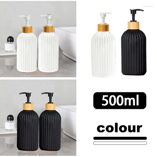 Distributeur de savon liquide 500ml, bouteille en plastique PET, pompe en bambou, bouteilles de shampoing, Gel de bain rafraîchissant, accessoires de salle de bains