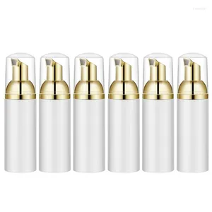 Dispensateur de savon liquide 50 ml / 1,7 oz bouteille en mousse avec pompe dorée 6pcs Dispens de moussage de voyage vides pour shampooing blanc