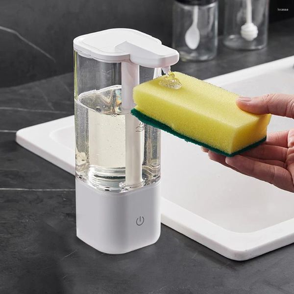 Dispensador de jabón líquido, 550ML, alimentado por batería/carga USB, autolimpieza por inducción infrarroja para baño y baño