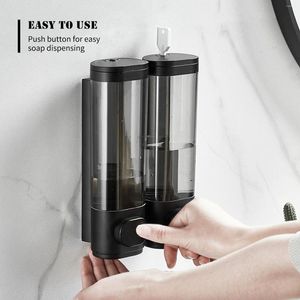 Dispensador de jabón líquido, prensa manual montada en la pared de 600mL para baño, loción, Gel de ducha, botella de champú