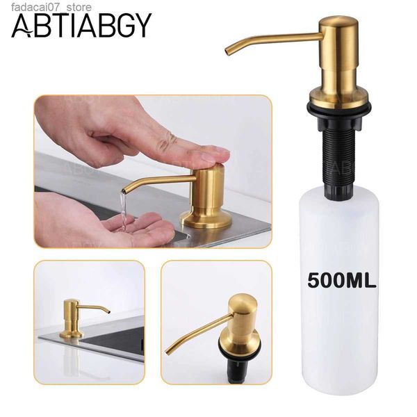 Dispensador de jabón líquido 8 colores Encimera Fregadero de cocina de acero inoxidable Oro cepillado Botella de bomba de detergente de gran capacidad Q240119