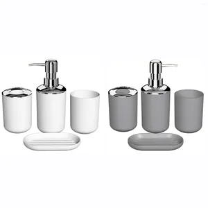 Liquid Soap Dispenser 8 PCS Plastic badkamer Accessoire Set Badtoiletborstel Accessoires met tandenborstelhouder Cup (Greywhite)