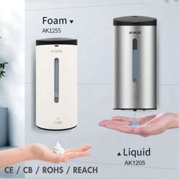 Dispensador de jabón líquido AIKE Dispensador automático de jabón de espuma Montado en la pared Sensor inteligente comercial Dispensador de jabón líquido para baño Gran capacidad 700ML 231213