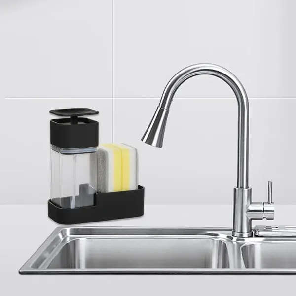 Dispensateur de savon liquide et support d'éponge facile à remplir le lavage à lavabo polyvalent pour la salle de bain de la cuisine El Kitchen