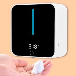 Vloeibare zeep dispenser automatische intelligente inductie hand wasmachine led temperatuurweergave muur gemonteerd schuim