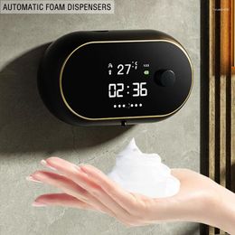 Dispenser voor vloeibare zeep Automatische LED-temperatuurweergave Elektrische contactloze infrarood inductieschuimmachine Wandmontage
