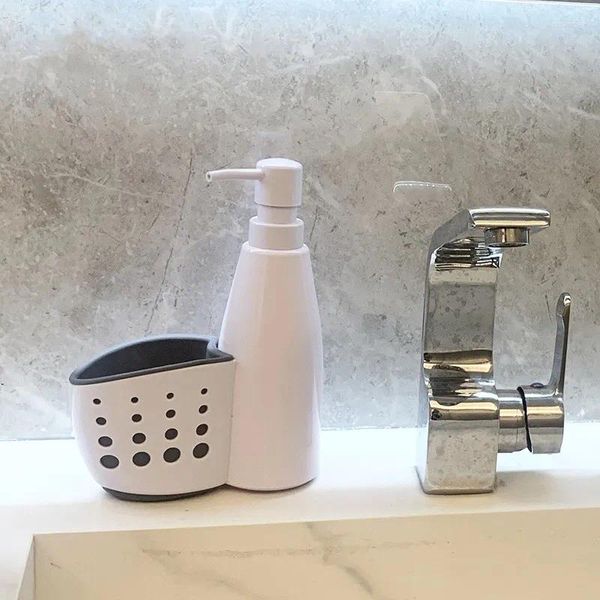 Salle de rangement de salle de bain du distributeur de savon liquide facile à utiliser Facile Sauver Save Space Multi-fonction Pratique Boîte avec cadre de la plaque de vidange