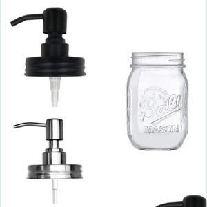 Vloeibare zeepdispenser zwarte mason jar deksels roestbestendig roestvrijstalen badkamer shampoo zeep lotionpomp geen potten drop levering home dh2qh