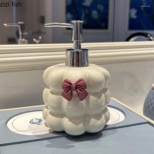 Liquid Soap Dispenser Bowknot Decoratieve keramische lotionfles High Beauty Hand Douche GEL Shampoo Badkamerbenodigdheden