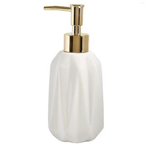 Distributeur de savon liquide en céramique 10 Oz, avec pompe rechargeable, plat et lotion pour salle de bain (blanc)
