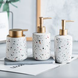 Vloeibare zeep dispenser keramiek handwas vloeistof fles kleur terrazzo patroon badkamer benodigdheden lotion draagbare dispensers 230510