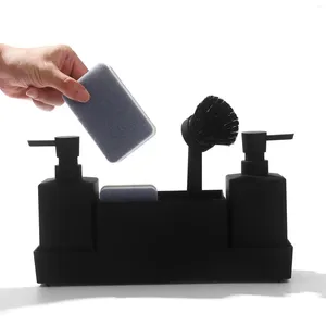 Comptoir de distributeur de savon liquide avec Organisateur de porte-éponge Not Slip Black