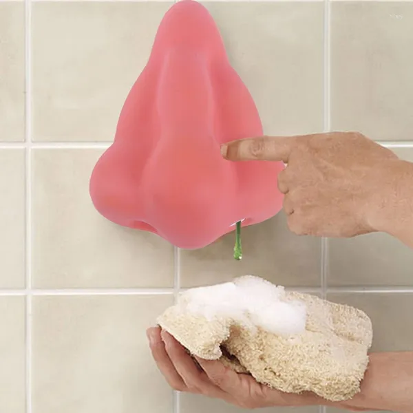 Dispensador de jabón líquido creativo para el hogar Mundial montada en el baño desinfectante de la mano del gel de ducha del gel de ducha rojo interés de nariz