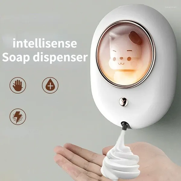 Dispensateur de savon liquide Cute Pet Automatic Machine à lavage à la main Mousse murale murale avec l'induction de la lampe pour la maison