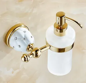 Vloeibare zeep dispenser diamant sterren badkamer accessoire set kristal messing goud hardware muur gemonteerde keramische basis