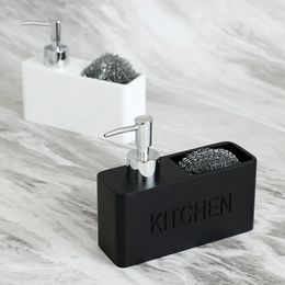 Vloeibare zeepdispenserschotel voor keuken handpompfles caddie met opslagcompartiment bevat en slaat sponzen 221124