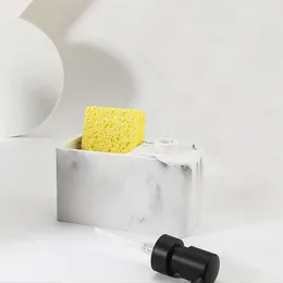 Dispensador de jabón líquido, botella de prensa para lavavajillas con superficie de almacenamiento de esponja, bomba de capacidad de cocina para fregadero