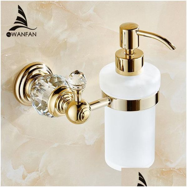 Distributeur de savon liquide Distributeurs de luxe couleur or mural avec récipient en verre dépoli bouteille produits de salle de bain Hk-38 Homefavor Dhr9E