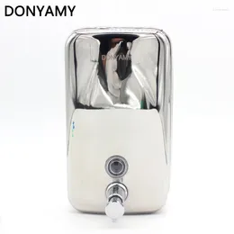 Dispensateur de savon liquide Donyamy Chrome en acier inoxydable Boîte de salle de bain murale