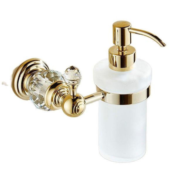 Dispensador de jabón líquido, botella de contenedor de vidrio esmerilado antiguo de cristal de latón europeo con acabado plateado, productos de baño Zy10Liquid