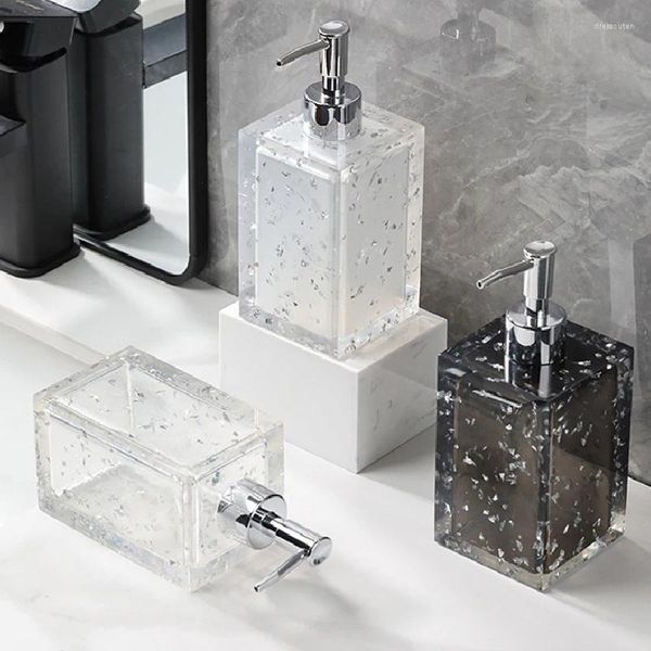 Dispensador de jabón líquido, botella de emulsión con patrón de hielo europeo, resina transparente, accesorios de baño portátiles, prensa