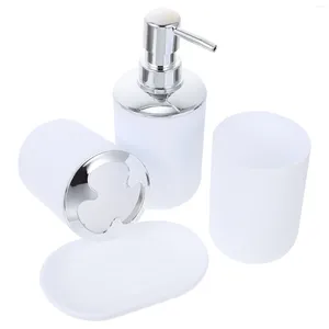 Distributeur de savon liquide, ensemble de salle de bain en mousse pour les mains, Kit d'accessoires en plastique pour bureau et vanité blanc