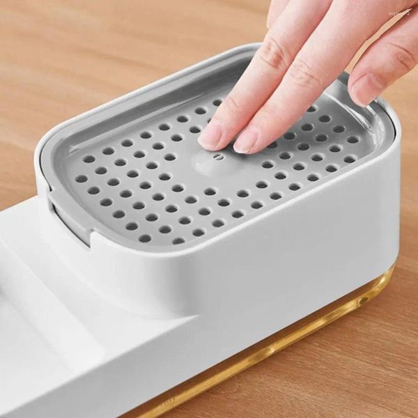 Dispensador de jabón líquido para platos Capacidad de plato 3 en 1 con bosquejo de esponja Caja de encimera de cocina Inicio