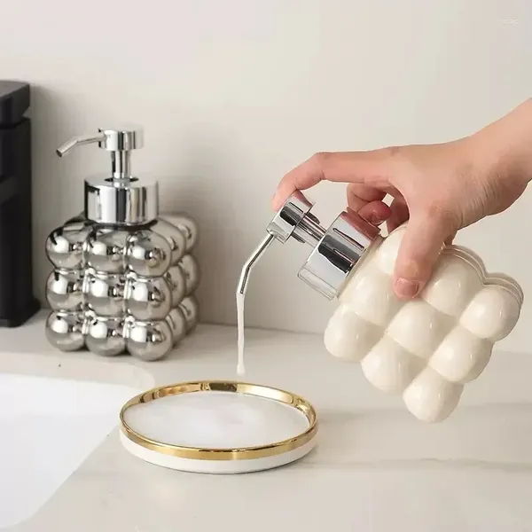 Distributeur de savon liquide, Gel, shampoing, bouteille Portable rechargeable, accessoires, pompe, salle de bain, voyage, désinfectant en céramique, douche pour les mains