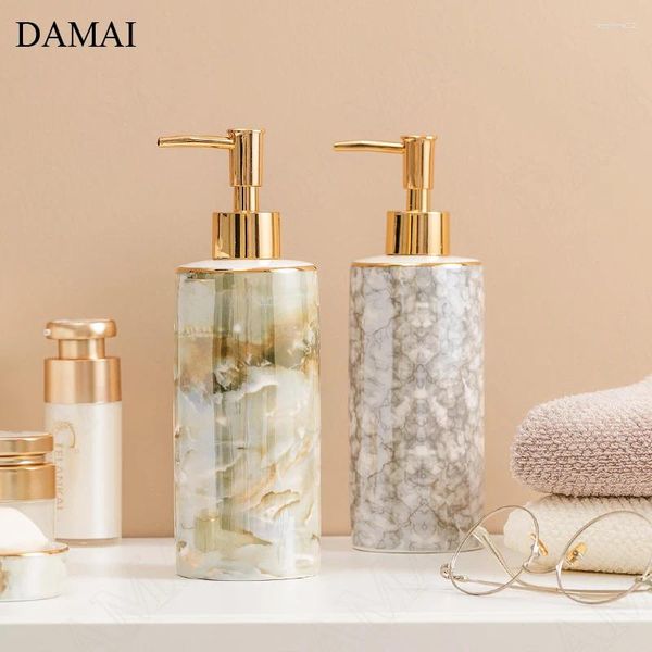 Dispensateur de savon liquide Golden Stroke Céramique Créamique Painted Ice Texture Press Press Bottle El Restroom Decorative Accessoires