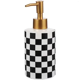 Dispensateur de savon liquide Hand Black White Checkered Lotion Bottle Shampoo Pump Press Press Bottled Ceramics Voyage