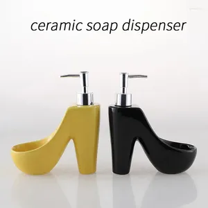 Dispensateur liquide Dispensateur High Talons Sponge Bottle Bottle Ceramic Hand Dassizer Gel Plat pour salle de bain