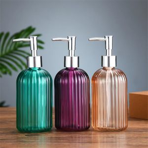 Distributeur de savon liquide de haute qualité grand distributeur de savon manuel de 400 ml en verre transparent contenants de bouteilles de désinfectant pour les mains presse bouteilles vides salle de bain # GH 230831