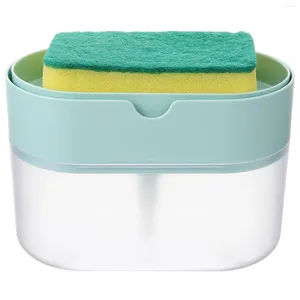 Dispensateur de savon liquide Évier de cuisine lave-vaisselle Conteneur détergent pour brosse à récolte Sponge Holder Press-Type