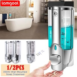 Vloeibare zeepdispenser Lamgool 350 ml handzeepshampoodispenser wandmontage douchevloeistofdispensers containers voor badkamer wasruimte 230921