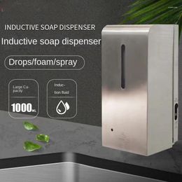 Dispenser voor vloeibare zeep, grote capaciteit, 1000 ml, roestvrij staal, inductieve spray, druppelschuim