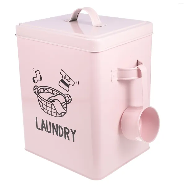 Dispensador de jabón líquido Lavandería Detergente Box Metal Polvo Polvo Bucket Recipiente de contenedor Lavado de la sala de hierro para el hogar