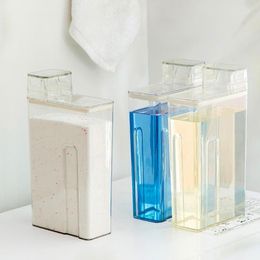 Distributeur de savon liquide détergent à lessive grande capacité Transparent Visible étanche stockage échelle adoucisseur boîte salle de bain fournitures